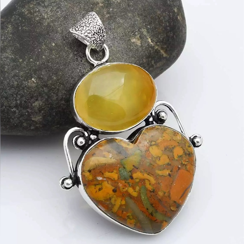 FRUIT JASPER/YELLOW ONYX PENDANT